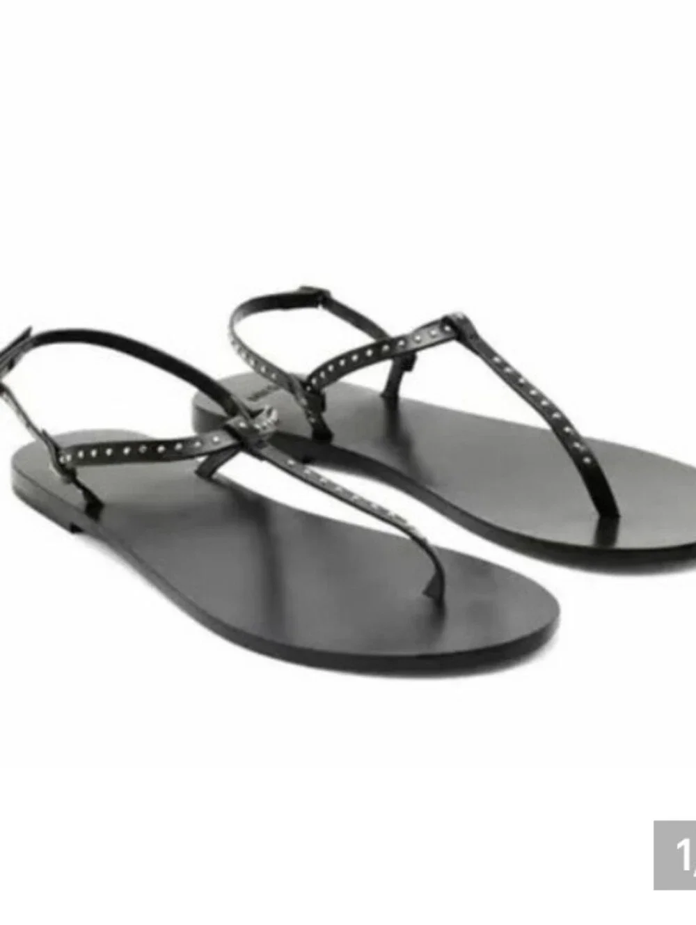 🆕️🩴Mango Studded Leather Sandals, Black - Sz 37 (6.5-7 US)